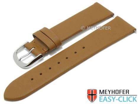 Meyhofer EASY-CLICK watch strap XS -Tampa- 20mm light brown leather smooth without stitching (width of buckle 18 mm) - Bild vergrern 