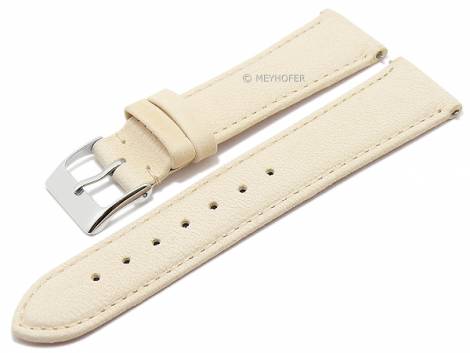 Meyhofer EASY-CLICK watch strap XS -Ecola- 16mm beige leather vegetable tanned stitched (width of buckle 14 mm) - Bild vergrern 