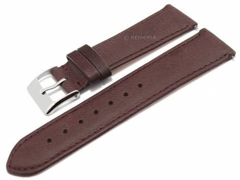 Meyhofer EASY-CLICK watch strap XS -Ecola- 16mm bordeaux leather vegetable tanned stitched (width of buckle 14 mm) - Bild vergrern 