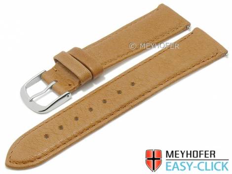 Meyhofer EASY-CLICK watch strap XS -Ecola- 22mm light brown leather vegetable tanned stitched (width of buckle 20 mm) - Bild vergr��ern 