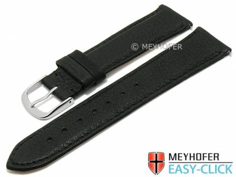 Meyhofer EASY-CLICK watch strap XS -Ecola- 18mm black leather vegetable tanned stitched (width of buckle 16 mm) - Bild vergrern 