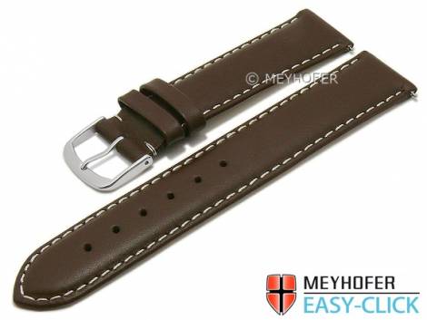 Meyhofer EASY-CLICK watch strap -Amnicon- 21mm dark brown leather smooth light stitching (width of buckle 20 mm) - Bild vergr��ern 