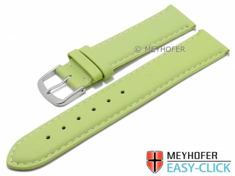 Meyhofer EASY-CLICK watch strap -Amnicon- 24mm light green leather smooth light stitching (width of buckle 22 mm) - Bild vergrern 