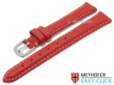 Meyhofer EASY-CLICK watch strap -Amnicon- 12mm red leather smooth light stitching (width of buckle 12 mm) - Bild vergr��ern 