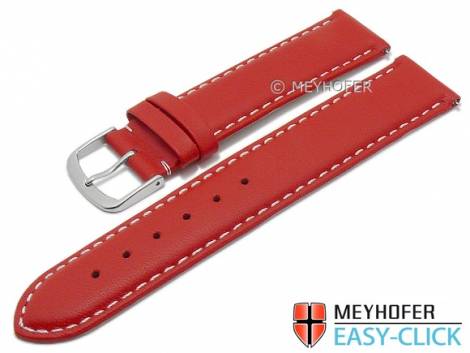 Meyhofer EASY-CLICK watch strap -Amnicon- 24mm red leather smooth light stitching (width of buckle 22 mm) - Bild vergr��ern 
