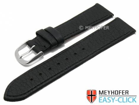 Meyhofer EASY-CLICK watch strap XS -Clarington- 16mm black genuine deer leather grained (width of buckle 14 mm) - Bild vergrern 