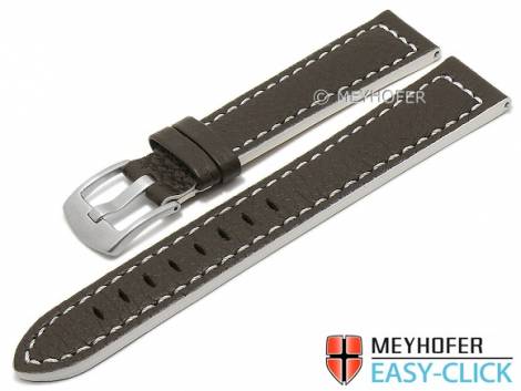 Meyhofer EASY-CLICK watch strap -Blackfalls- 24mm dark brown leather grained light stitching (width of buckle 22 mm) - Bild vergr��ern 