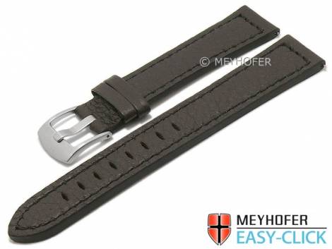 Meyhofer EASY-CLICK watch strap -Blackfalls- 20mm dark brown leather grained black stitching (width of buckle 18 mm) - Bild vergrern 