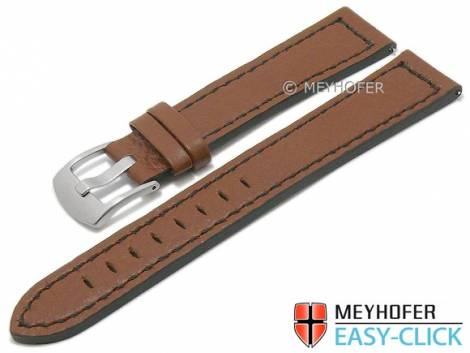 Meyhofer EASY-CLICK watch strap -Blackfalls- 18mm brown leather grained black stitching (width of buckle 18 mm) - Bild vergr��ern 