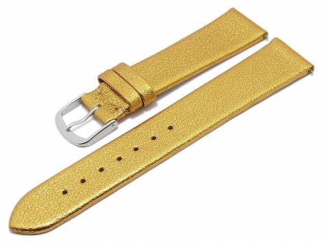 Meyhofer EASY-CLICK watch strap -Washita- 20mm golden metallic leather grained (width of buckle 18 mm) - Bild vergrern 