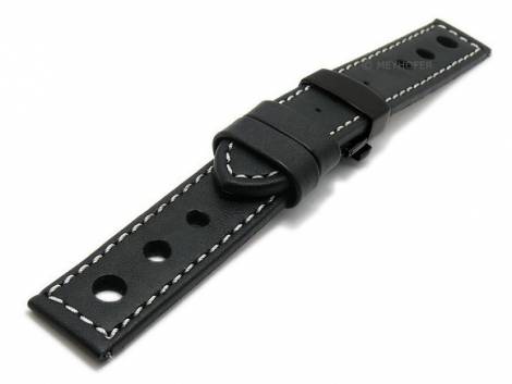 Meyhofer EASY-CLICK watch strap -Silkborg- 18mm black leather light stitching with black clasp (width of clasp 18 mm) - Bild vergr��ern 