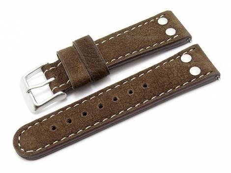 Meyhofer EASY-CLICK watch strap XS -Treviso- 22mm dark brown buffalo leather aviator look (width of buckle 20 mm) - Bild vergr��ern 