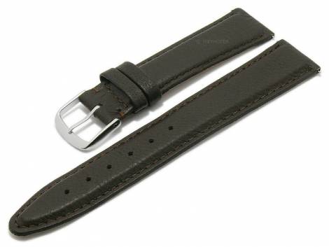 Meyhofer EASY-CLICK watch strap -Montrose- 20mm dark brown genuine deer leather grained stitched (width of buckle 18 mm) - Bild vergrern 