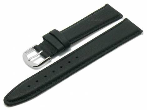 Meyhofer EASY-CLICK watch strap -Montrose- 16mm black genuine deer leather grained stitched (width of buckle 16 mm) - Bild vergrern 