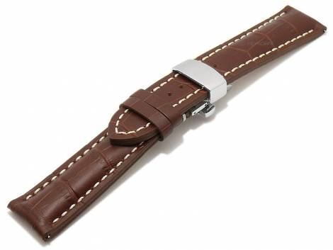 Meyhofer EASY-CLICK watch strap -Purtis- 18mm dark brown leather alligator grain with clasp (width of clasp 16 mm) - Bild vergrern 