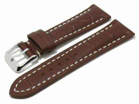 Meyhofer EASY-CLICK watch strap XS -Catania- 24mm d. brown leather alligator grain l. stitching (width of buckle 20 mm) - Bild vergr��ern 