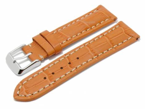 Meyhofer EASY-CLICK watch strap XS -Catania- 20mm orange leather alligator grain light stitching (width of buckle 18 mm) - Bild vergrern 