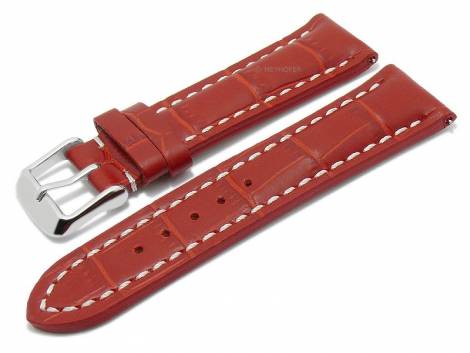Meyhofer EASY-CLICK watch strap XS -Catania- 18mm red leather alligator grain light stitching (width of buckle 16 mm) - Bild vergr��ern 