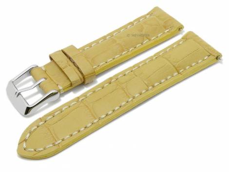 Meyhofer EASY-CLICK watch strap XS -Catania- 20mm yellow leather alligator grain light stitching (width of buckle 18 mm) - Bild vergr��ern 
