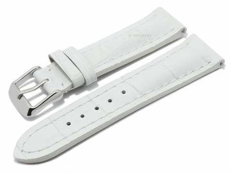 Meyhofer EASY-CLICK watch strap XS -Catania- 24mm white leather alligator grain light stitching (width of buckle 20 mm) - Bild vergrern 