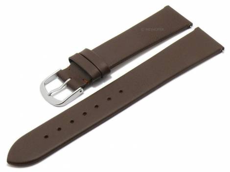 Meyhofer EASY-CLICK watch strap -Natal- 18mm dark brown leather smooth without stitching (width of buckle 16 mm) - Bild vergrern 