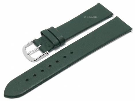Meyhofer EASY-CLICK watch strap -Natal- 16mm dark green leather smooth without stitching (width of buckle 14 mm) - Bild vergrern 