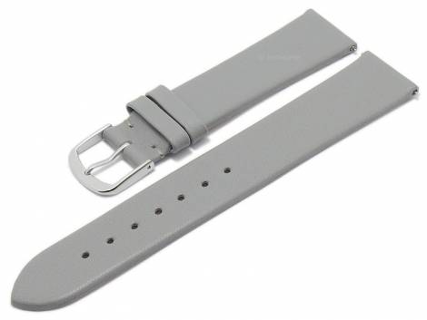 Meyhofer EASY-CLICK watch strap -Natal- 20mm grey leather smooth without stitching (width of buckle 18 mm) - Bild vergrern 