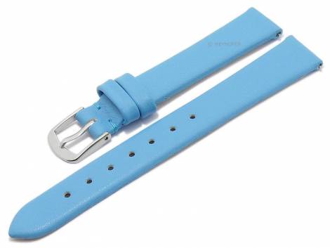 Meyhofer EASY-CLICK watch strap -Natal- 14mm light blue leather smooth without stitching (width of buckle 12 mm) - Bild vergrern 