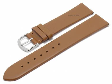 Meyhofer EASY-CLICK watch strap -Natal- 16mm brown leather smooth without stitching (width of buckle 14 mm) - Bild vergrern 