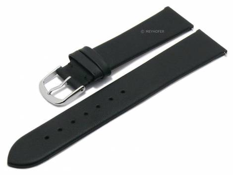 Meyhofer EASY-CLICK watch strap -Natal- 18mm black leather smooth without stitching (width of buckle 16 mm) - Bild vergrern 