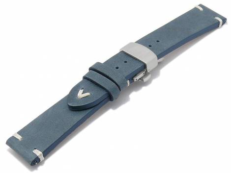 Meyhofer EASY-CLICK watch strap -Overland- 18mm dark blue leather light stitching with clasp (width of clasp 16 mm) - Bild vergr��ern 