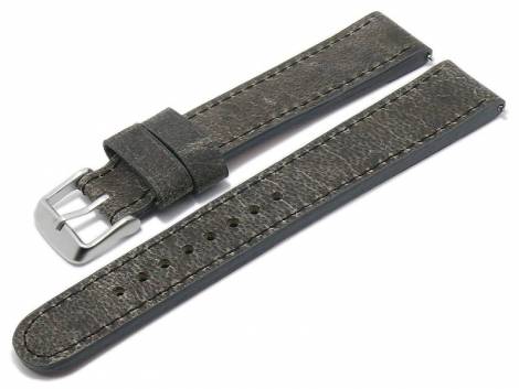 Meyhofer EASY-CLICK watch strap XL -Gobi- 20mm dark grey camel leather black stitching (width of buckle 18 mm) - Bild vergrern 