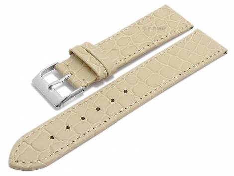 Meyhofer EASY-CLICK watch strap -Santos- 20mm beige leather croco grain stitched (width of buckle 18 mm) - Bild vergrern 