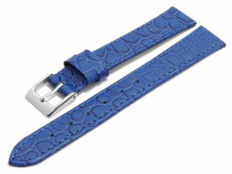 Meyhofer EASY-CLICK watch strap -Santos- 14mm blue leather croco grain stitched (width of buckle 12 mm) - Bild vergr��ern 