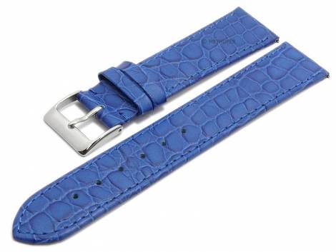 Meyhofer EASY-CLICK watch strap -Santos- 16mm blue leather croco grain stitched (width of buckle 14 mm) - Bild vergrern 