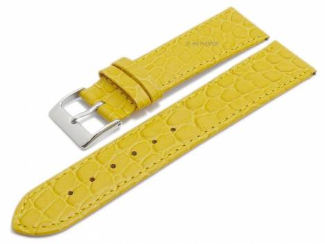 Meyhofer EASY-CLICK watch strap -Santos- 20mm yellow leather croco grain stitched (width of buckle 18 mm) - Bild vergrern 