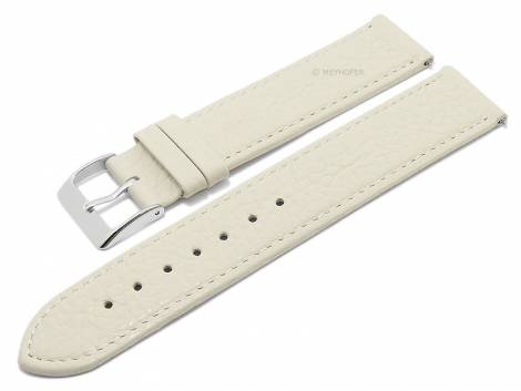 Meyhofer EASY-CLICK watch strap -Trinidad- 16mm cream leather grained matt stitched (width of buckle 16 mm) - Bild vergrern 