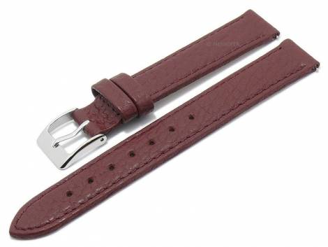 Meyhofer EASY-CLICK watch strap -Trinidad- 14mm bordeaux leather grained matt stitched (width of buckle 14 mm) - Bild vergrern 