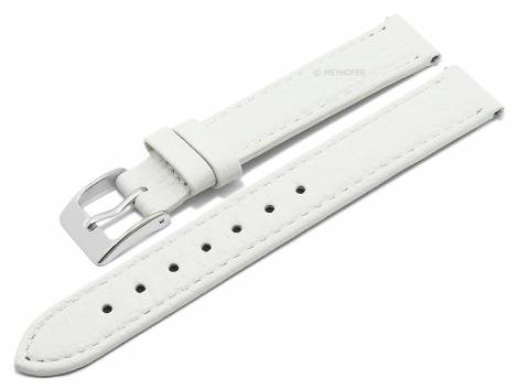 Meyhofer EASY-CLICK watch strap -Trinidad- 14mm white leather grained matt stitched (width of buckle 14 mm) - Bild vergr��ern 