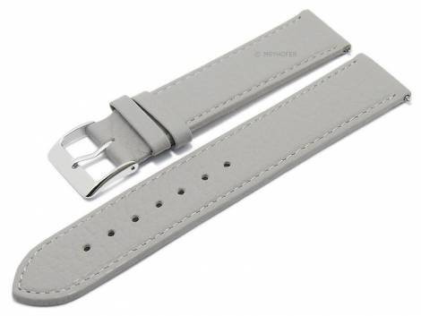 Meyhofer EASY-CLICK watch strap -Trinidad- 16mm light grey leather grained matt stitched (width of buckle 16 mm) - Bild vergrern 