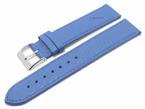 Meyhofer EASY-CLICK watch strap -Trinidad- 16mm blue leather grained matt stitched (width of buckle 16 mm) - Bild vergrern 