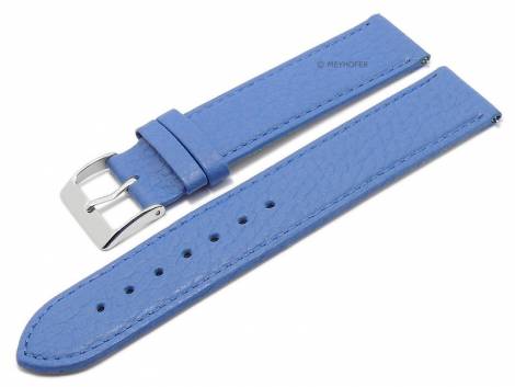 Meyhofer EASY-CLICK watch strap -Trinidad- 20mm blue leather grained matt stitched (width of buckle 20 mm) - Bild vergrern 