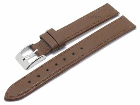 Meyhofer EASY-CLICK watch strap -Trinidad- 14mm dark brown leather grained matt stitched (width of buckle 14 mm) - Bild vergr��ern 
