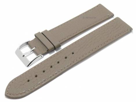 Meyhofer EASY-CLICK watch strap -Trinidad- 20mm taupe leather grained matt stitched (width of buckle 20 mm) - Bild vergrern 