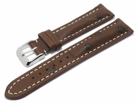 Meyhofer EASY-CLICK watch strap -Paarl- 24mm dark brown genuine ostrich leather light stitching (width of buckle 20 mm) - Bild vergrern 