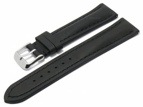 Meyhofer EASY-CLICK watch strap -Bonaire- 20mm black leather smooth hydrophobized stitched (width of buckle 18 mm) - Bild vergr��ern 