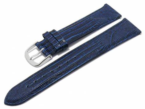 Meyhofer EASY-CLICK watch strap XL -Rosario- 20mm dark blue leather teju grain stitched (width of buckle 20 mm) - Bild vergrern 