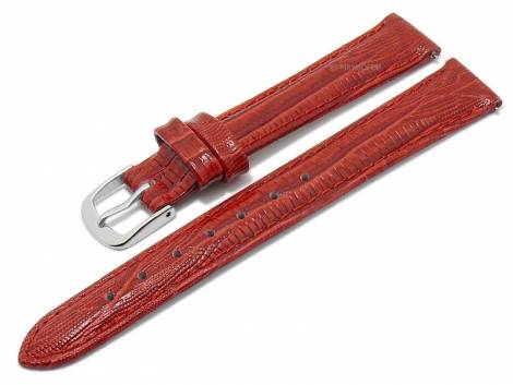 Meyhofer EASY-CLICK watch strap -Mendoza- 14mm red leather teju grain stitched (width of buckle 12 mm) - Bild vergr��ern 
