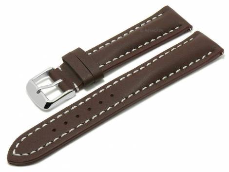 Meyhofer EASY-CLICK watch strap -Frisco- 18mm dark brown leather light stitching (width of buckle 16 mm) - Bild vergrern 