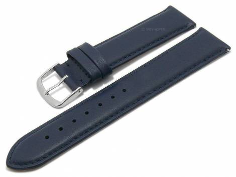 Meyhofer EASY-CLICK watch strap -Naperville- 17mm dark blue leather smooth stitched (width of buckle 16 mm) - Bild vergrern 